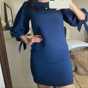 H&M Royal Blue Dress with Tie Sleeves